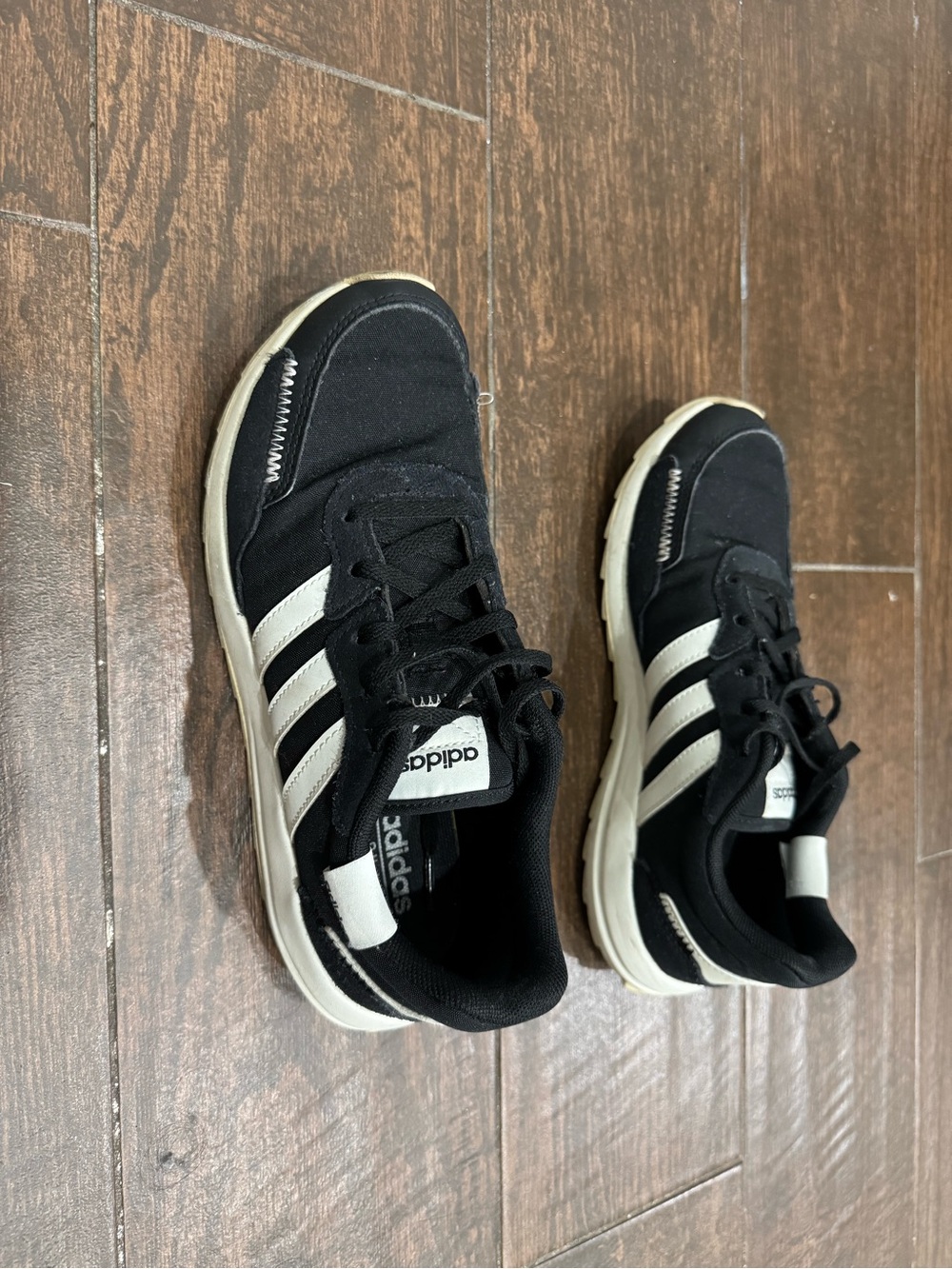 adidas Black with White Stripes Low-Top Sneakers
